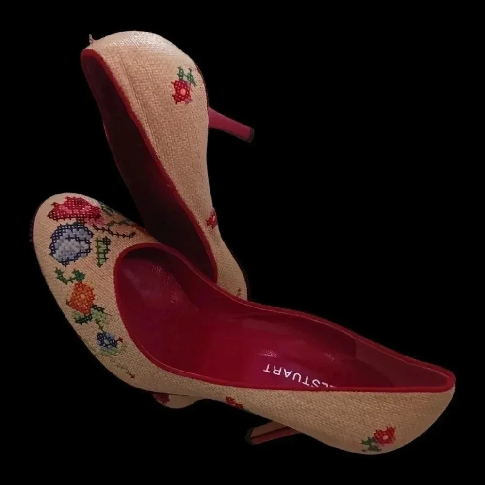 Jill stuart wicker embroidered high heel 9B - Picture 4 of 15